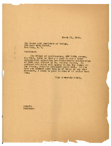 Letter from W. E. B. Du Bois to the Beaux Arts Institute of Design