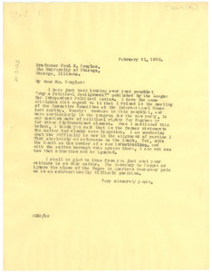 Letter from W. E. B. Du Bois to The League for Independent Political Action
