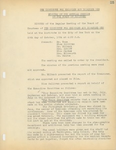 The Institute for Crippled and Disabled Men Minutes of the Regular Meeting of the Board of Trustees
