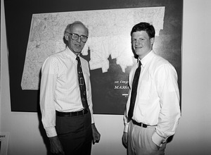 Congressman John W. Olver with a visitor, in his congressional office