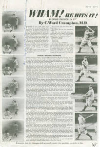 "Keeping Physically Fit" - Article about Lou Gehrig's Swing written by C. Ward Crampton, May 1937