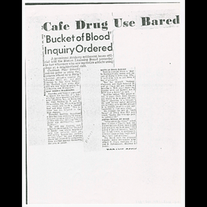 Photocopy of newspaper clipping Café drug use bared
