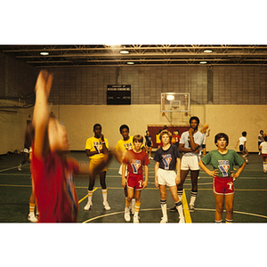 Basketball practice of Young Men's Christian Association team