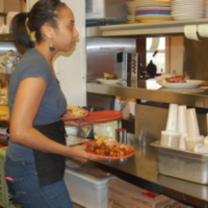 A waitress in Sylvester's Kitchen