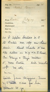 Tewksbury Almshouse Intake Record: Brown, Nellie