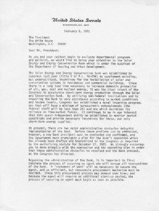 Letter from Paul E. Tsongas to The President of the United States