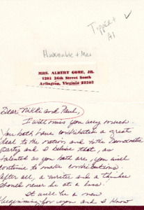 Letter to Nikki and Paul Tsongas from Tipper Gore