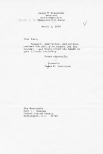 Letter from James W. Symington to Paul E. Tsongas