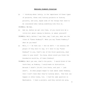 Transcript of interview with Adelaide M. Cromwell, April 1, 2009