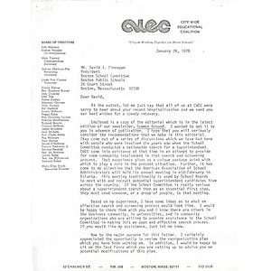 Letter, David I. Finnegan, January 26, 1978.