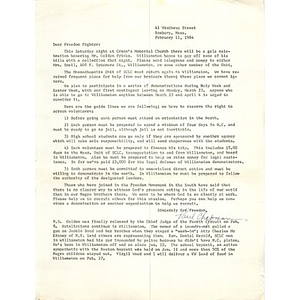 Letter, freedom fighters, February 11, 1964.