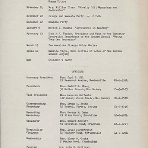 Program of Activities, 1952-1953