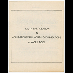Youth participation in adult-sponsored youth organizations