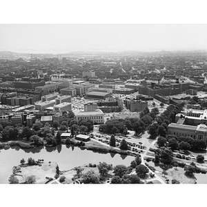 Aerial view of Northeastern's main campus