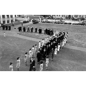 Academic procession entering Ell Student Center for dedication ceremony