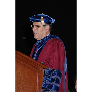 Stephen Zoloth, the Dean of Bouvé College of Health Sciences, speaks at School of Nursing convocation