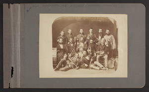 Group of men with trumpets, tubas and drums, Sherborn, Mass., undated