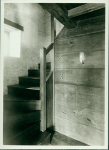 Restored interior stair tower, Whitfield House, Guilford, Conn.
