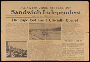 "The Cape Cod Canal Officially Opened," Sandwich Independent Canal Souvenir Supplement, August 7, 1914