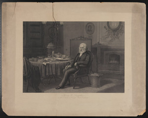Henry W. Longfellow in his library, Craigie House, Cambridge