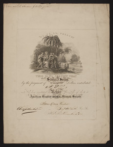 American Baptist Home Mission Society membership certificate, 1852