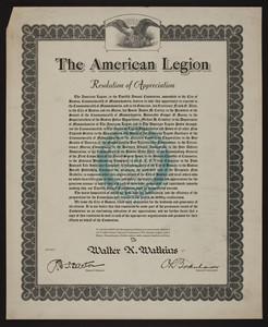 American Legion resolution of appreciation