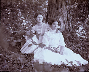 Two women seated on the ground, Mashpee, Mass.