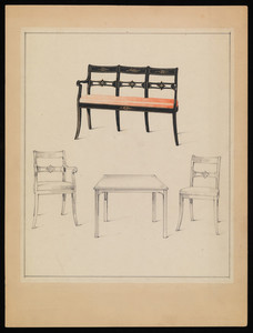 Two Chairs, Settee and Table