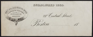 Letterhead for Geo. T. Hall & Co., commission merchants & merchandise brokers, 28 Central Street, Boston, Mass., 1800s
