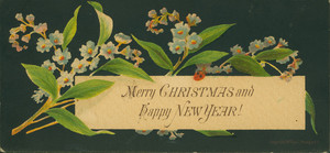 Christmas card, with flowers on black background, undated