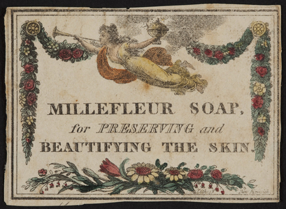 Advertisement for Millefleur Soap, location unknown, undated