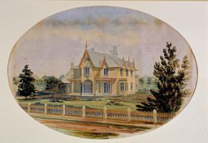 Presentation exterior perspective of the Henry C. Bowen House, Woodstock, Conn., 1846