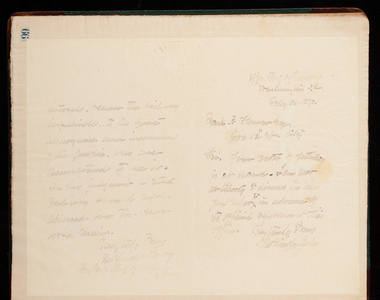 Thomas Lincoln Casey Letterbook (1888-1895), Thomas Lincoln Casey to Frank F. Flower, February 21, 1890