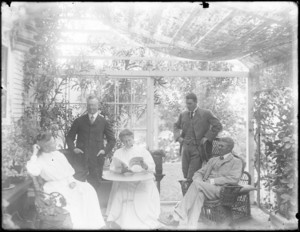A group gathered in on the porch