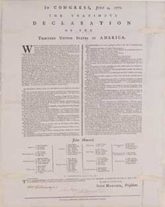 In Congress, July 4, 1776. The Unanimous Declaration of the Thirteen United States of America