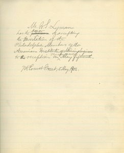 Letter from Benjamin Smith Lyman to the Philadelphia members of the American Institute of Mining Engineers