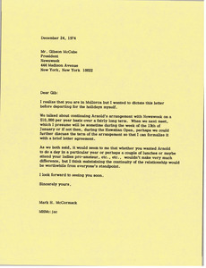 Letter from Mark H. McCormack to Gibson McCabe