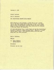 Memorandum from Mark H. McCormack to Michael Halstead