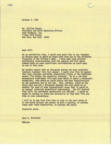 Letter from Mark H. McCormack to William Chaney