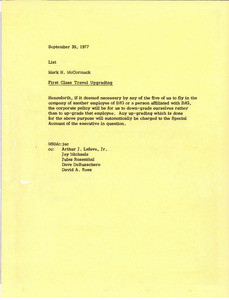 Memorandum from Mark H. McCormack to list