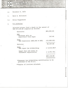 Memorandum from Brian Roggenburk to Mark H. McCormack