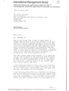 Letter from Mark H. McCormack to Chris Gorringe