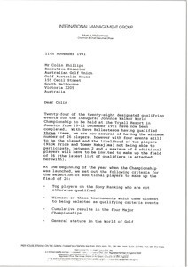 Letter from Mark H. McCormack to Colin Phillips