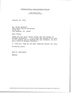 Letter from Mark H. McCormack to Frank Abramoff