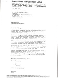 Letter from Mark H. McCormack to Sir Jeffrey Sterling