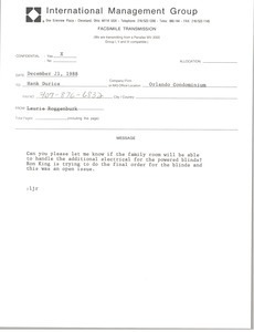 Fax from Laurie Roggenburk to Hank Durica