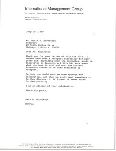 Letter from Mark H. McCormack to Moris T. Hoversten - Digital Commonwealth