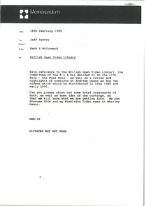 Memorandum from Mark H. McCormack to Jeff Harvey