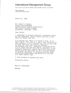 Letter from Mark H. McCormack to David R. Markin