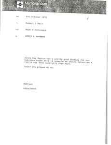 Memorandum from Mark H. McCoramck to Robert D. Kain